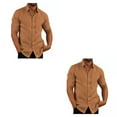 thumbnail image 1 of stanreset 1/2/3 Fête Randonnée Chemise Homme Simple Boutonnage Été Chemises à Manches Courtes Polyester Mode Cadeau d'Anniversaire Marron TTTG 2 Pcs, 1 of 6
