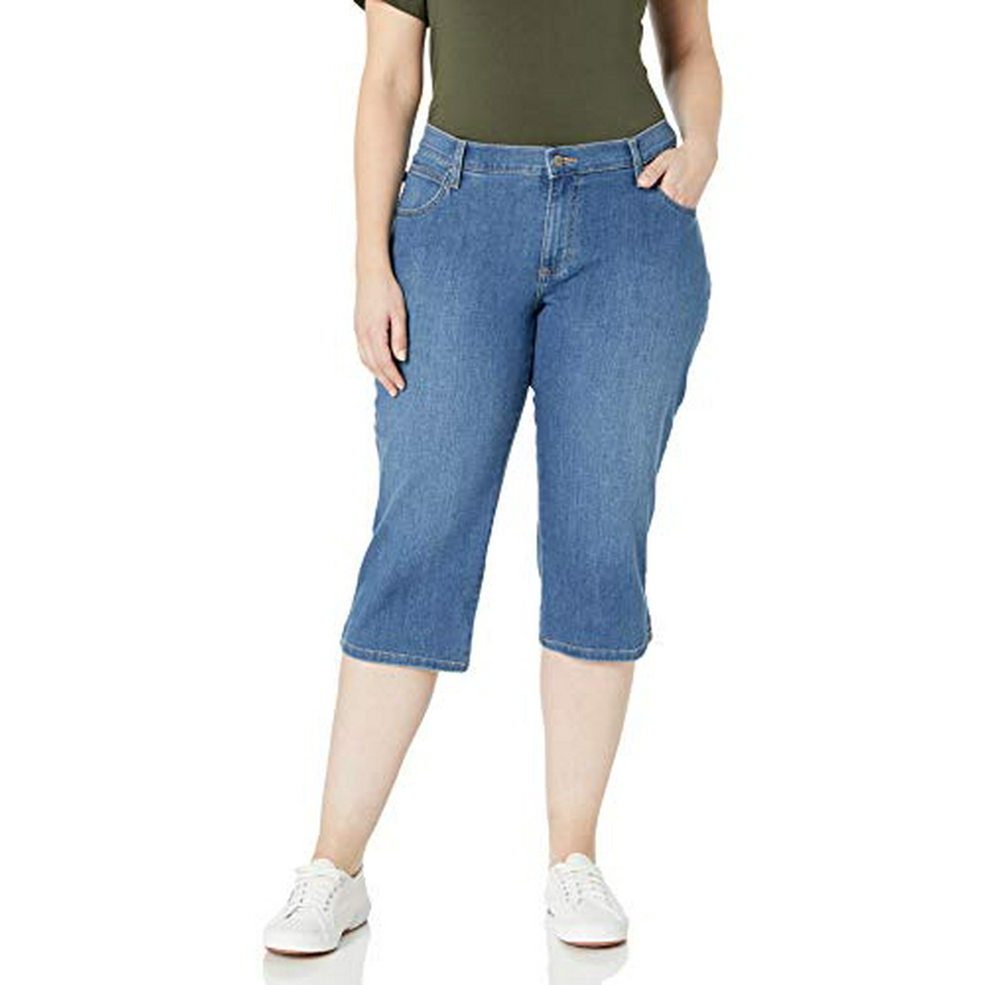 Lee womens Plus size Relaxed fit Denim Caprijean Pants Soar 20 US