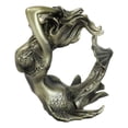 thumbnail image 3 of Nautical Aged Bronze Resin Seductive Mermaid Siren With Fishnets Figurine 7"L, 3 of 9