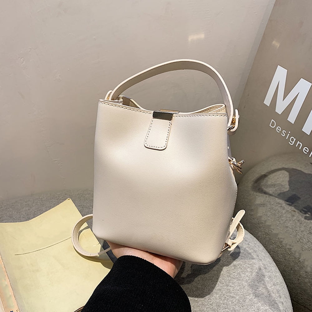 Leather Bucket Crossbody Bag for Women Medium Hobo Purse Handbag Fashion Ladies Top Handle Tote Shoulder Bag