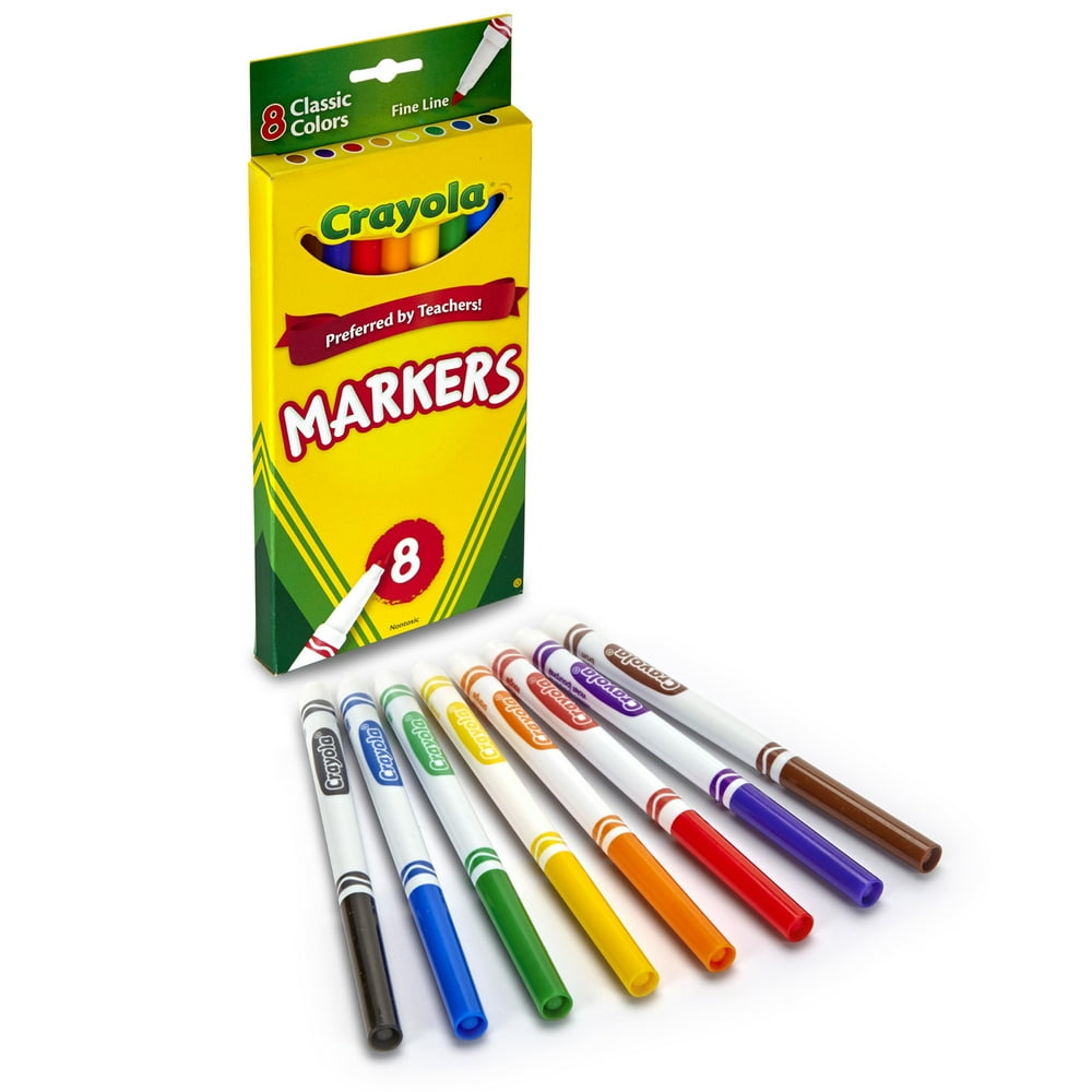Crayola Original Formula Markers, Fine tip, 8 Classic Colors per box