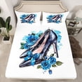 thumbnail image 2 of Feelyou Girl High Heel Twin Sheet Sets, Blue Rose Floral Bedding, 3-Piece, 2 of 7