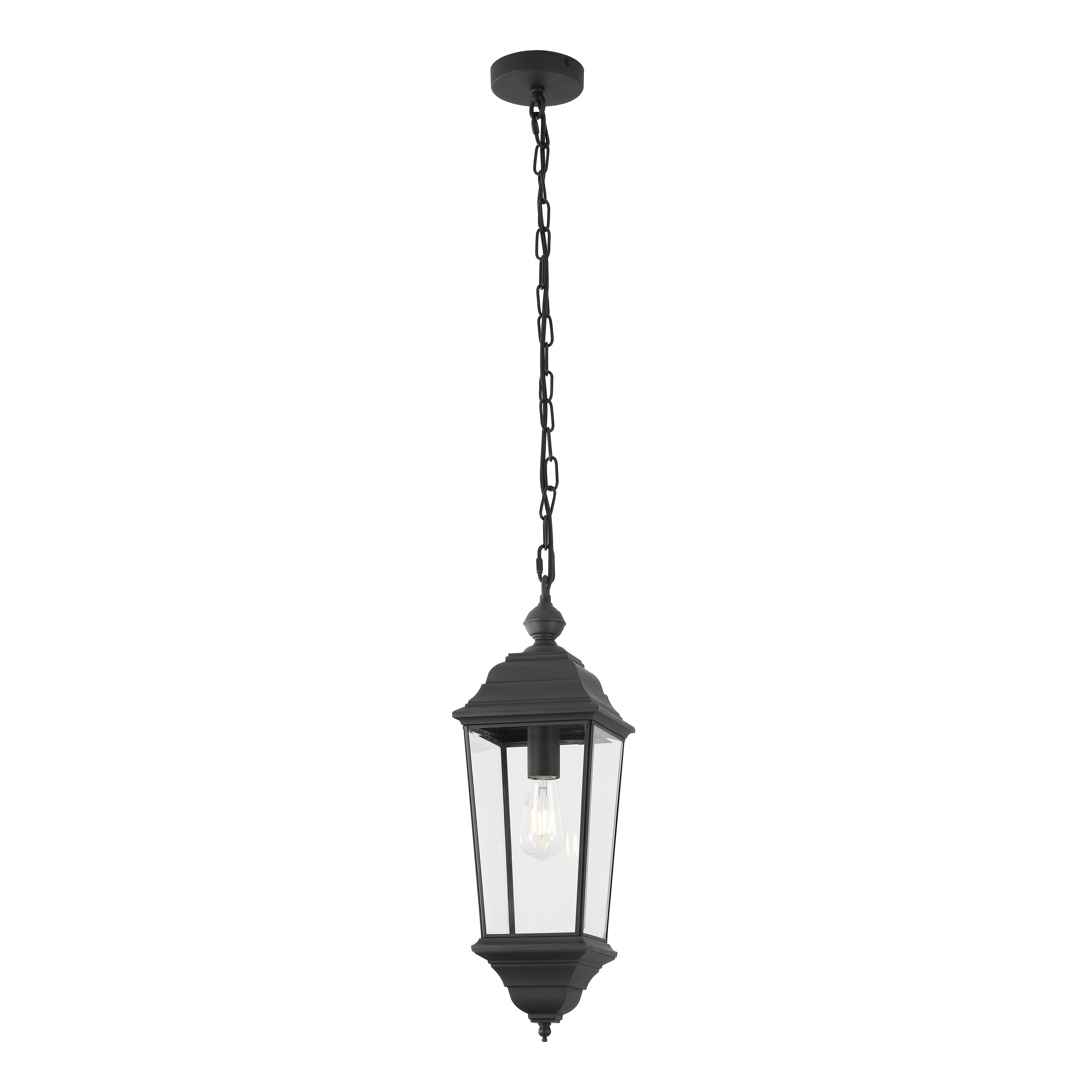 Safavieh Teri 7" Traditional Metal and Glass Outdoor Lamp, Black
