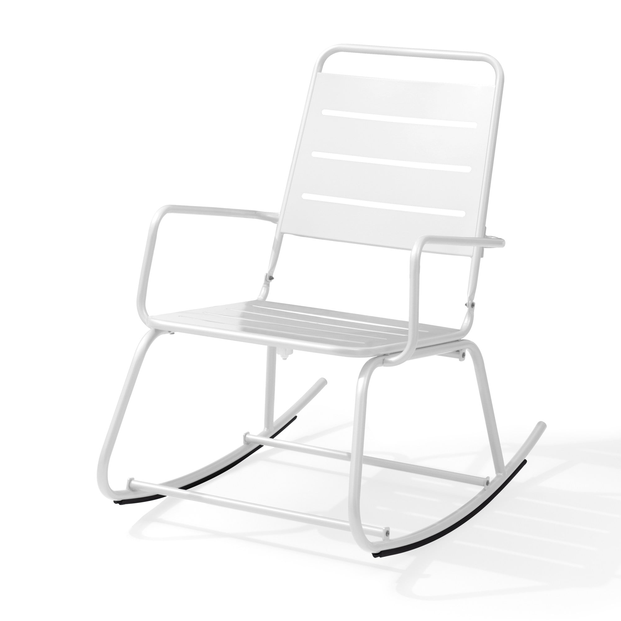 Pellebant Patio Outdoor Chairs Metal Rocking Chair in White Finish ...