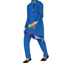 BAZINRICHE African Clothes for Men 2pcs Set Big and Tall Long Sleeve Shirt and Pants Dashiki African Mens Outfits