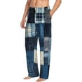 thumbnail image 6 of Sigee Indigo Patchwork Quilt print Men's Pajama Pants Lounge Sleep Bottoms with Elastic Waistband and Pockets-Large, 6 of 6