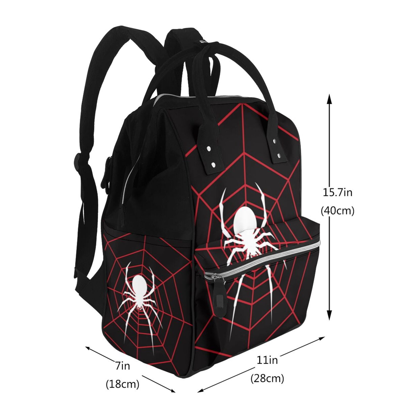 Ratiio Spider On The Web Mummy Backpack - Waterproof Twill Canvas, Large Capacity Diaper Bag with Multiple Pockets and Adjustable Straps