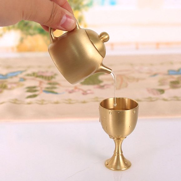ELAYARD Golden Brass Teapot Decorative Piece for Desk and Home Interior Display