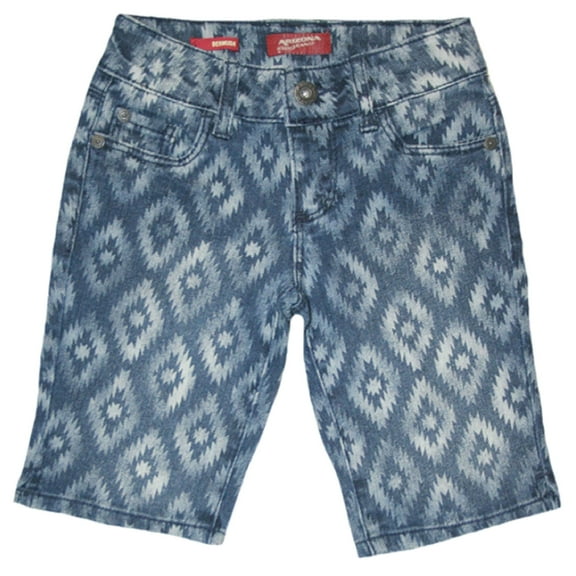 Arizona Big Girls' Jean Bermuda Shorts (7 Slim, Blue/Diamond)
