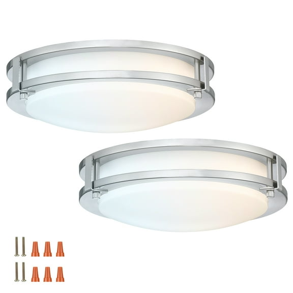 Ripon 11-inch LED Ceiling Light 2-pack, 5 Color Temperature, Dimmable, Satin Nickel – Design House, 589598