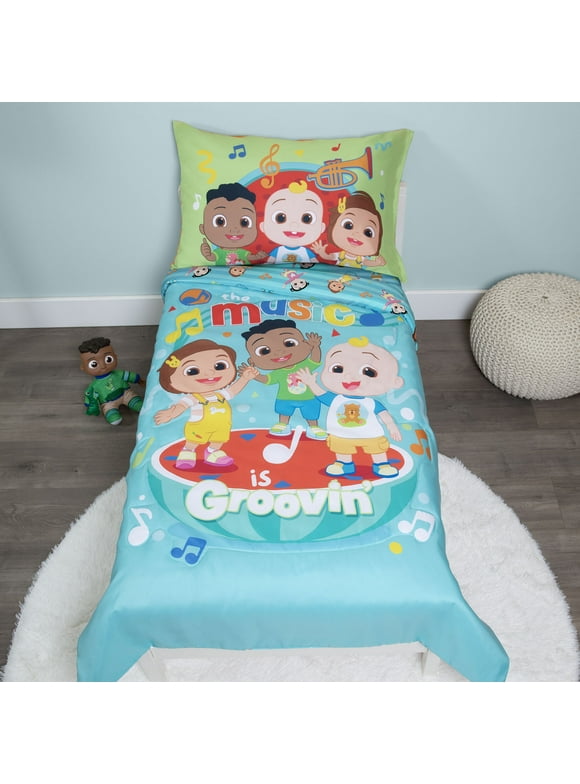 CoComelon 3 Pc Toddler Bed Set with Bonus Tote - You Make My Heart Sing Theme