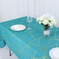 thumbnail image 6 of BalsaCircle 60" x 102" Teal Gold Metallic Geometric Design Polyester Rectangle Tablecloth, 6 of 8