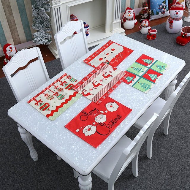 Cinco nuevos artículos decorativos navideños para el hogar, tapete de mesa para restaurante, Hotel, arreglo de fiesta para personas mayores, 28x42cm