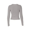 thumbnail image 5 of Womens Spring Autumn Slim Tops Solid Color Long Sleeve Round Neck Streetwear Blouse, 5 of 6
