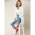 thumbnail image 3 of Made by Johnny Women's Solid Long Sleeve Open Front Long Cardigan XXXL WHITE, 3 of 6