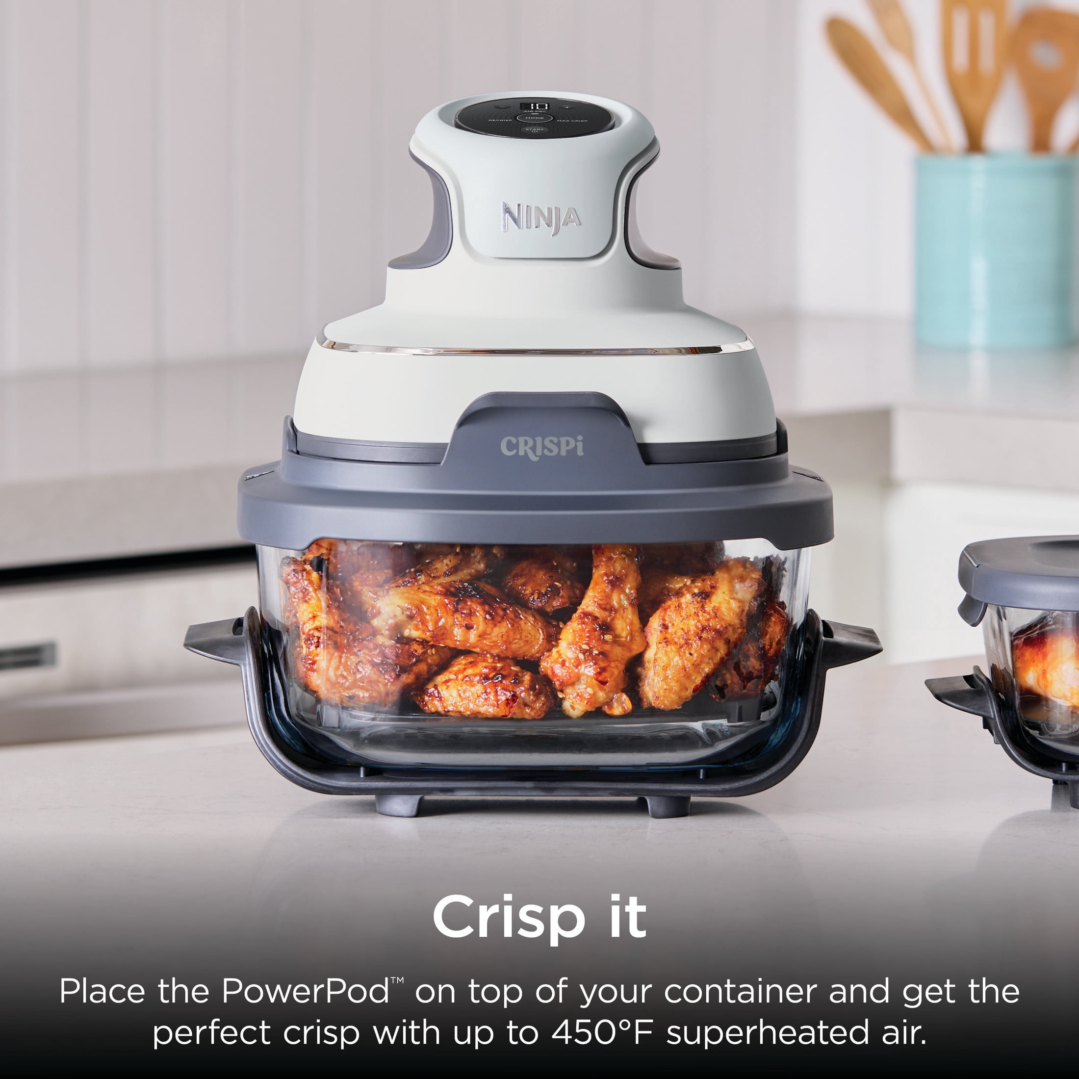 Ninja 4-Qt CleanCrisp Glassware Container, Compatible with Ninja Crispi Portable Cooking System, Microwave, Freezer and Dishwasher Safe, Glass Cooking Surface, Storage Lid