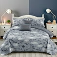 thumbnail image 2 of 9pcs Quilt Bedding Set Grey Floral Bedspread California King Size for Bedroom, Lightweight Comforter with 2 Pillow Shams, 6 Matching Curtains 92x106In, 2 of 6