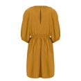 thumbnail image 4 of Kaemgyyd Dress for Women A-Line Ruched Flowy Dress Cute 3/4 Sleeve V-Neck Solid Color Midi Beach Dress 2025 Fall, 4 of 4
