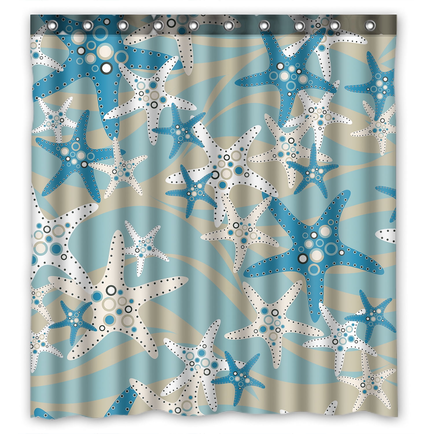 ZKGK Starfish on the Beach Waterproof Shower Curtain Bathroom Decor