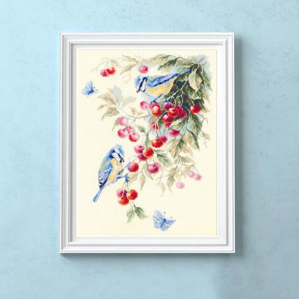 Blue Tits and Cherry 130-021 Counted Cross-Stitch Kit