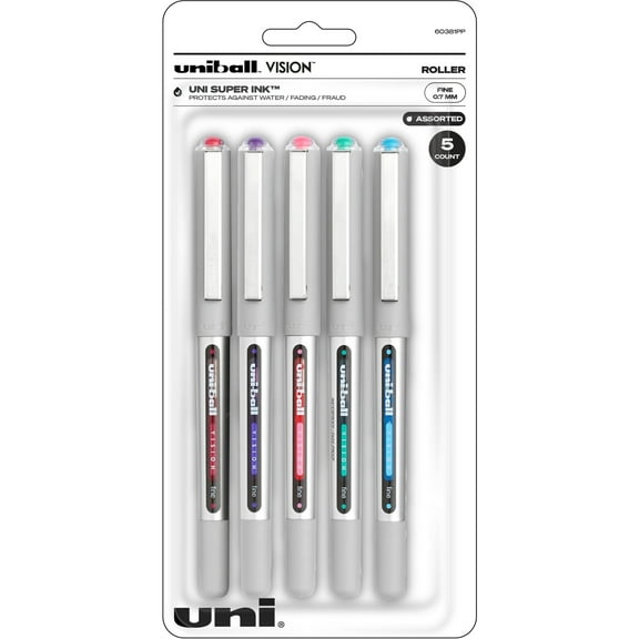 uni-ball, UBC60381PP, Vision Rollerball Pens, 5 / Pack