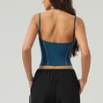 thumbnail image 4 of Bras for Women, Women's Sports Crop Top with Removable Padding, Black and White Trim, Square Back Design Blue S, 4 of 7