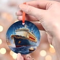 thumbnail image 4 of Festive Cruise Ship Ornament Christmas Tree Decoration Holiday Ocean Liner Collectible Nautical Gift Unique Christmas Decor, Holiday Keepsake, Xmas Tree Hanging Decoration, Seasona, 4 of 5