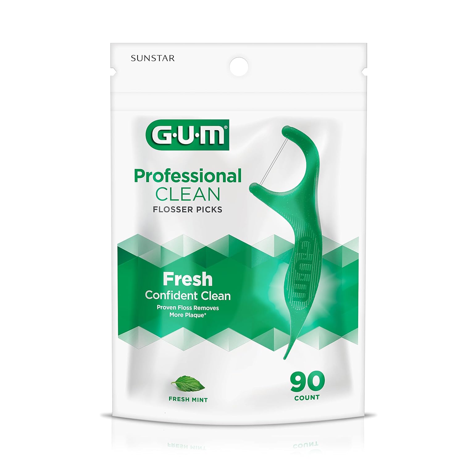 Professional Clean Floss Picks - Extra Strong Shred-Resistant Floss, Easy Grip Handle Dental Flossers for Adults Fresh Mint Flavor, 90ct (3pk)