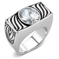 thumbnail image 1 of Men High Polished Stainless Steel Ring with AAA Grade CZ in Clear - Size 10, 1 of 1