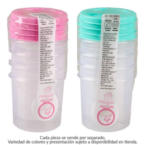 Juego de Recipientes Prichos Herméticos con Tapa 325 ml Varios Modelos 4 Piezas