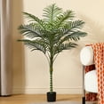 thumbnail image 5 of 2 Pack Artificial Golden Cane Palm Plants 4 Feet Fake Tree for Home Decor Indoor Outdoor Faux Areca Palm Tree in Pot for Home Office Perfect Housewarming Gift,Set of 2, 5 of 10