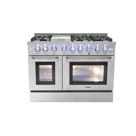 Thor Kitchen HRD4803U 48 Inch Wide 6.7 Cu. Ft. Capacity Freestanding Dual Fuel Range with Griddle and Automatic Re-Ignition System