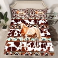 thumbnail image 2 of Castle Fairy Teens Adults Farmhouse Animal Horse 4 Pieces Queen Sheet Sets,Boho Aztec Ultra Soft Flat Sheet,Abstract Cow Print Queen Fitted Sheet,Luxury Bedroom Decor, 2 of 7