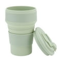 thumbnail image 3 of Vaso plegable de silicona de 500 ml, portátil, resistente al calor, para agua, té, viajes de negocios al aire libre, color verde claro., 3 of 14