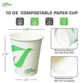 thumbnail image 3 of [50 Pack] 10 oz Compostable Paper Cups - Biodegradable Disposable White Paper Coffee Cups PLA Lined - Eco-friendly Hot and Cold Drinking Cups for Travel, Picnic, Party and Events, 3 of 7
