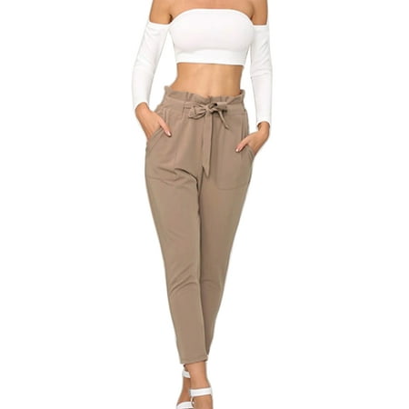 Women Trousers - Nicesee Women Pants High Waist Long Casual Cropped Loose Trousers