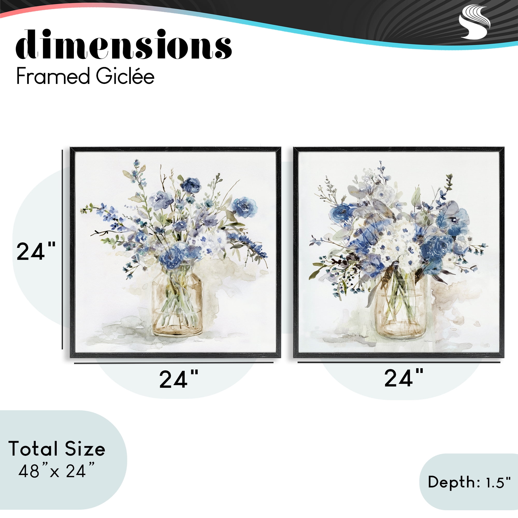 Stupell Industries Spring Watercolor Vases 2 Piece Black Framed Giclee Art Set, design by Carol Robinson