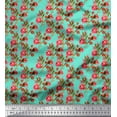 thumbnail image 1 of Soimoi Green Moss Georgette Fabric Leaves & Ranunculus Floral Print Print Sewing Fabric By the Yard 44 Inch Wide, 1 of 3