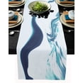 thumbnail image 1 of Chemin de Table en Coton et Lin Long Chemin de Mariage 13x72 Pouces Bleu Ondulation d'Eau Motif Turquoise Foulard de Commode Chemin de Table Décorations Rustiques Lignes de Table, 1 of 8