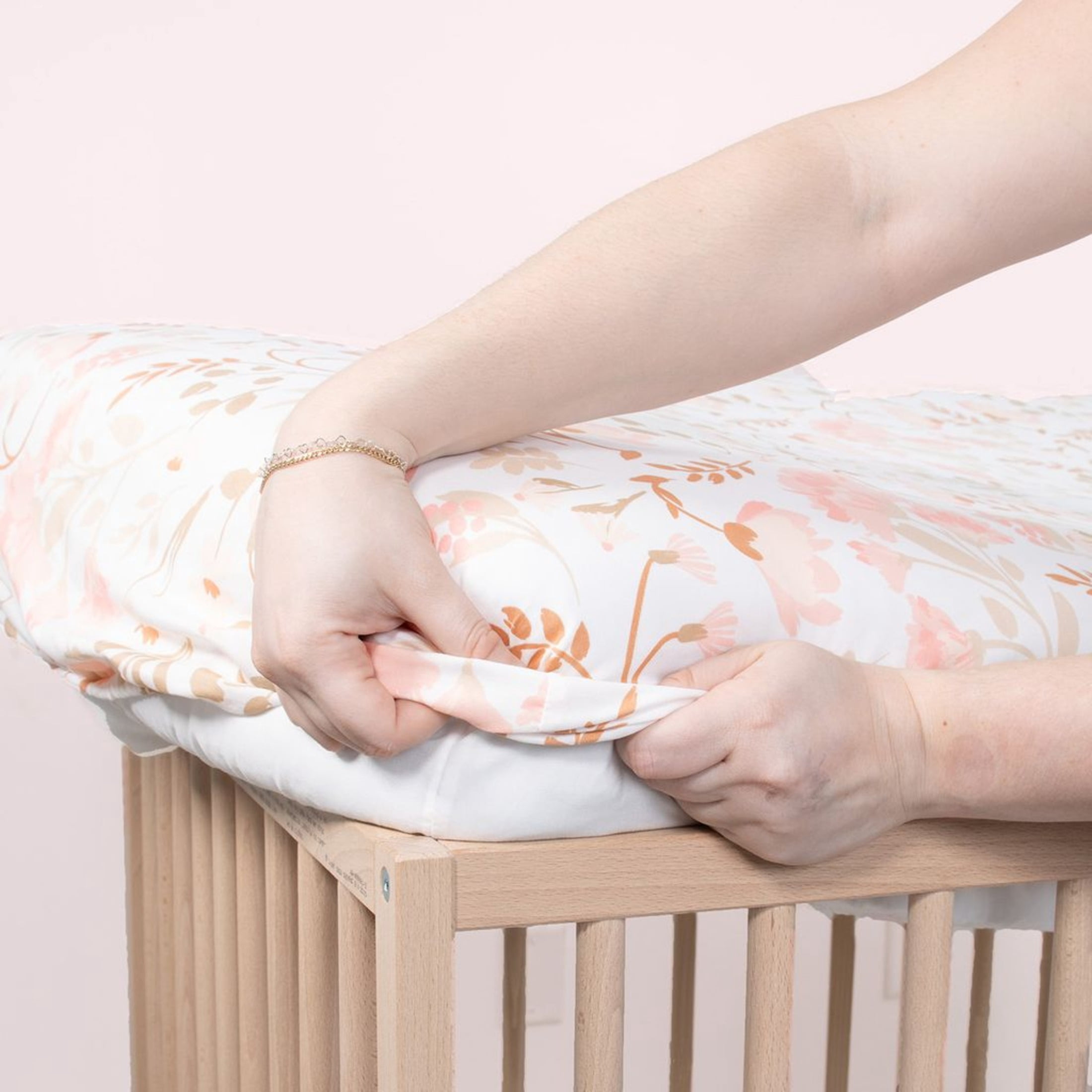 The Peanutshell Whimsical Pink Floral Microfiber 4 Pack Crib Sheets for Baby Girls