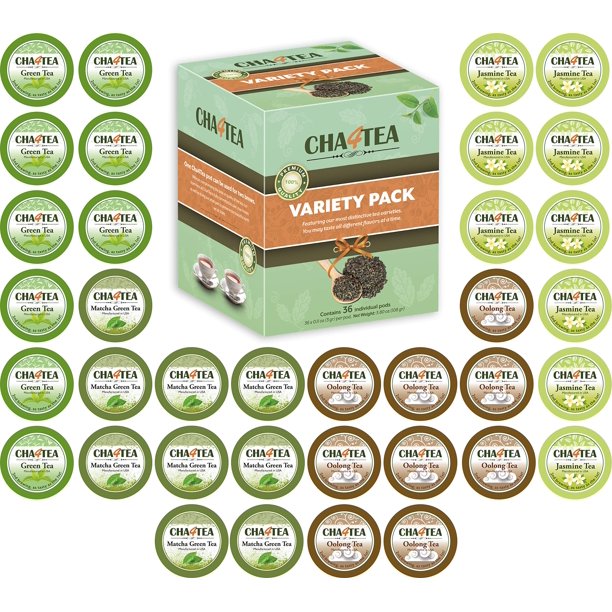 Cha4TEA Assorted Green Tea Pods for Keurig KCup Brewers (Matcha Green
