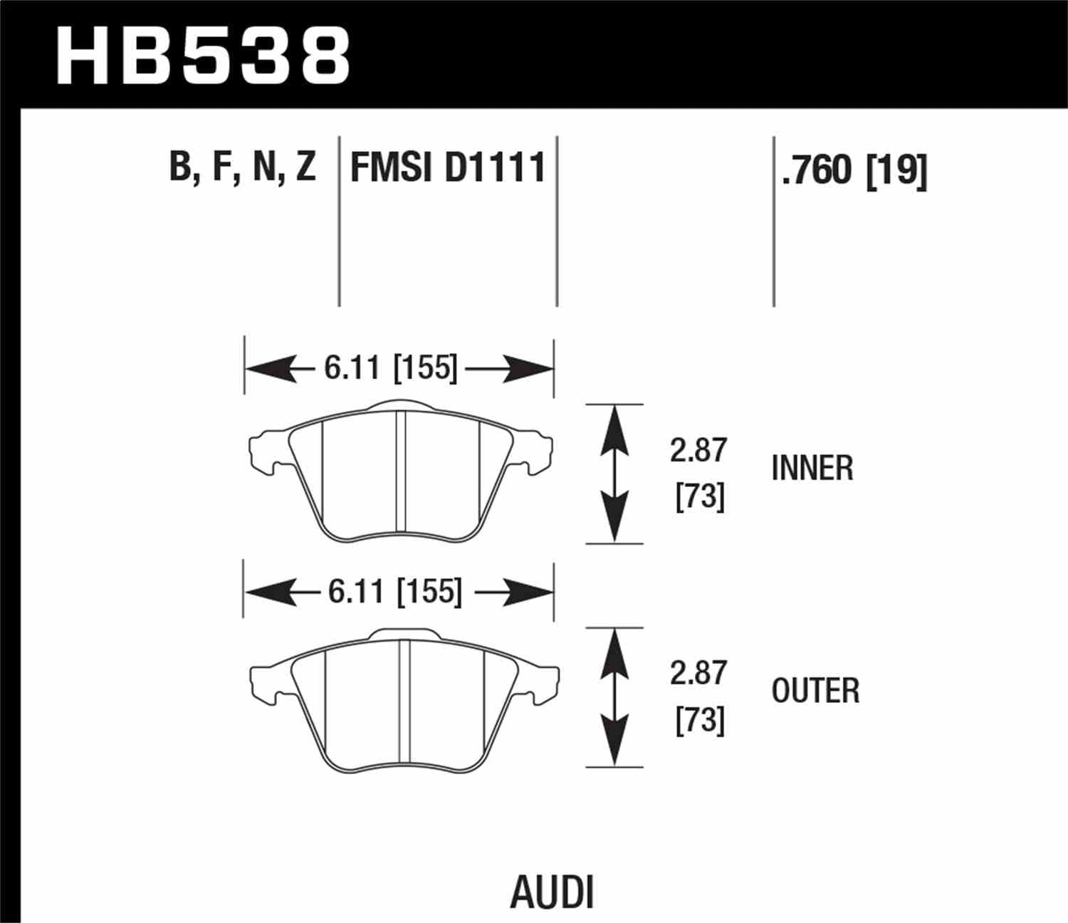 Hawk Performance HB538B.760 HPS 5.0 Disc Brake Pad Set