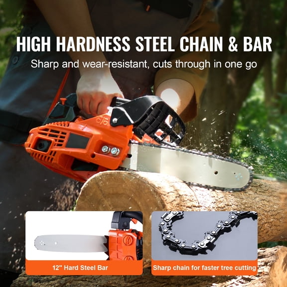 Dranite Gasoline-Powered 25.4cc 12" Chainsaw High-Performance Gas Chainsaw for Wood Cutting, Pruning & Logging Portable Gasoline Engine Chain Saw