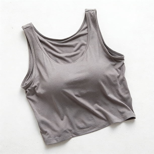 Xuyuer Ladies Fashion Sleeveless Round Neck Solid Color Modal Bottoming Vest Top with Chest Pads, Seamless Camisole for Everyday Comfort and Layering Essentials