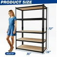 thumbnail image 4 of VDEVY 2025LBS Storage Shelves 5 Tier Heavy Duty Garage Shelving Adjustable Metal Shelving Unit Garage Shelves for Basement, Kitchen, Warehouse,72" H x 36" W x 16" D, 4 of 10