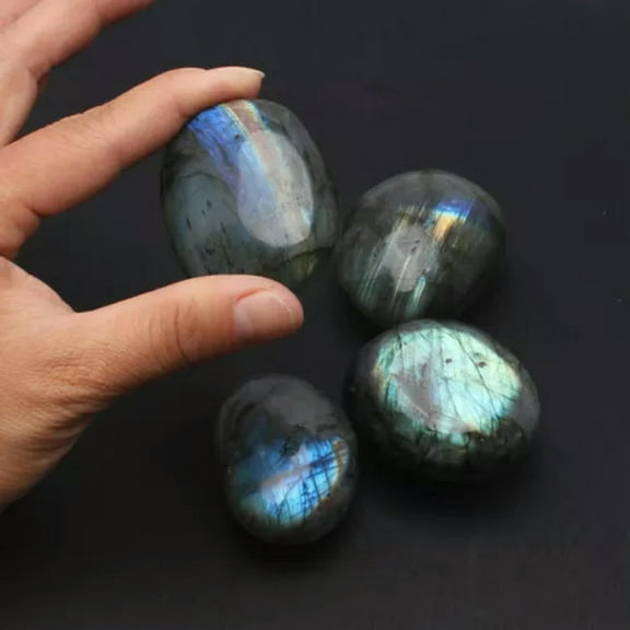 VIVIDELLE Natural Labradorite Energy Palm Stone Healing Reiki Crystal Quartz Rock Mineral-5pcs