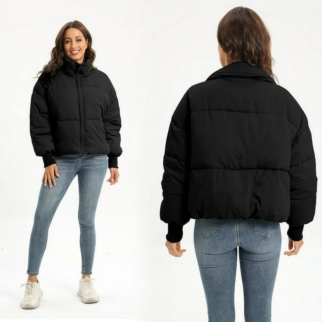 Movsou Women’s Cropped Puffer Jacket with Stand Collar - image 5 of 6