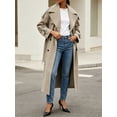thumbnail image 5 of Womens Oversized Long Trench Coat Double Breasted Lapel Windproof Overcoat with Belt, 5 of 6