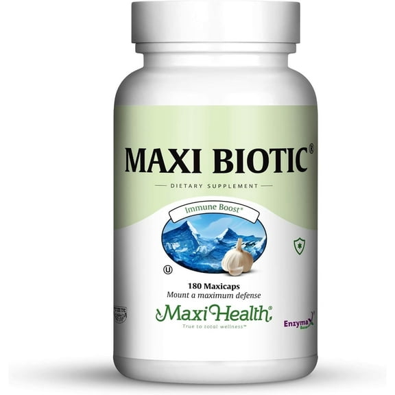 Maxi Health - Maxi Biotic Aged Garlic Extract Capsules (180 Count) | Kyolic Garlic Supplement with Spirulina, Echinacea, Oregano and Enzymax - Natural Antioxidant - Wellness Support