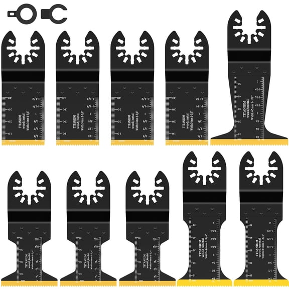 10Pcs Titanium Bimetal Oscillating Saw Blade Set Efficient Oscillating Multi Tool Blade for Cutting Metal Copper Pipe Nail